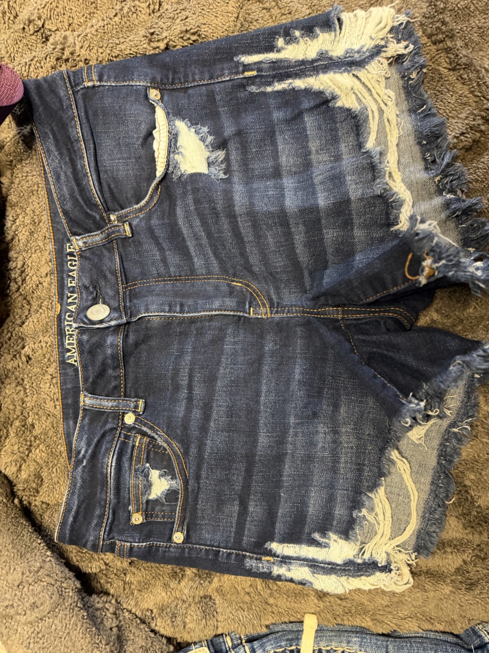 American Eagle Outfitters Men’s Dark Indigo Distressed Slim Straight Jeans